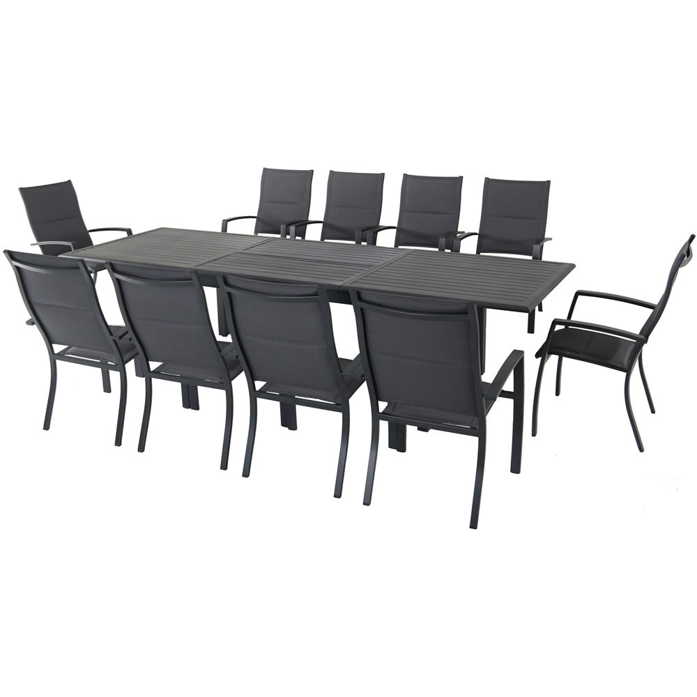 Dawson11pc: 10 High Back Padded Sling Chairs, 78-118" Alum Extension Table