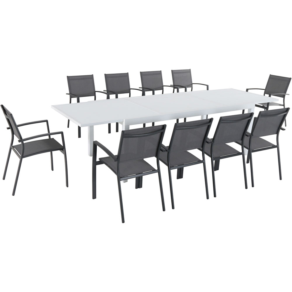 Del Mar11pc: 10 Aluminum Sling Chairs, Aluminum Extension Table
