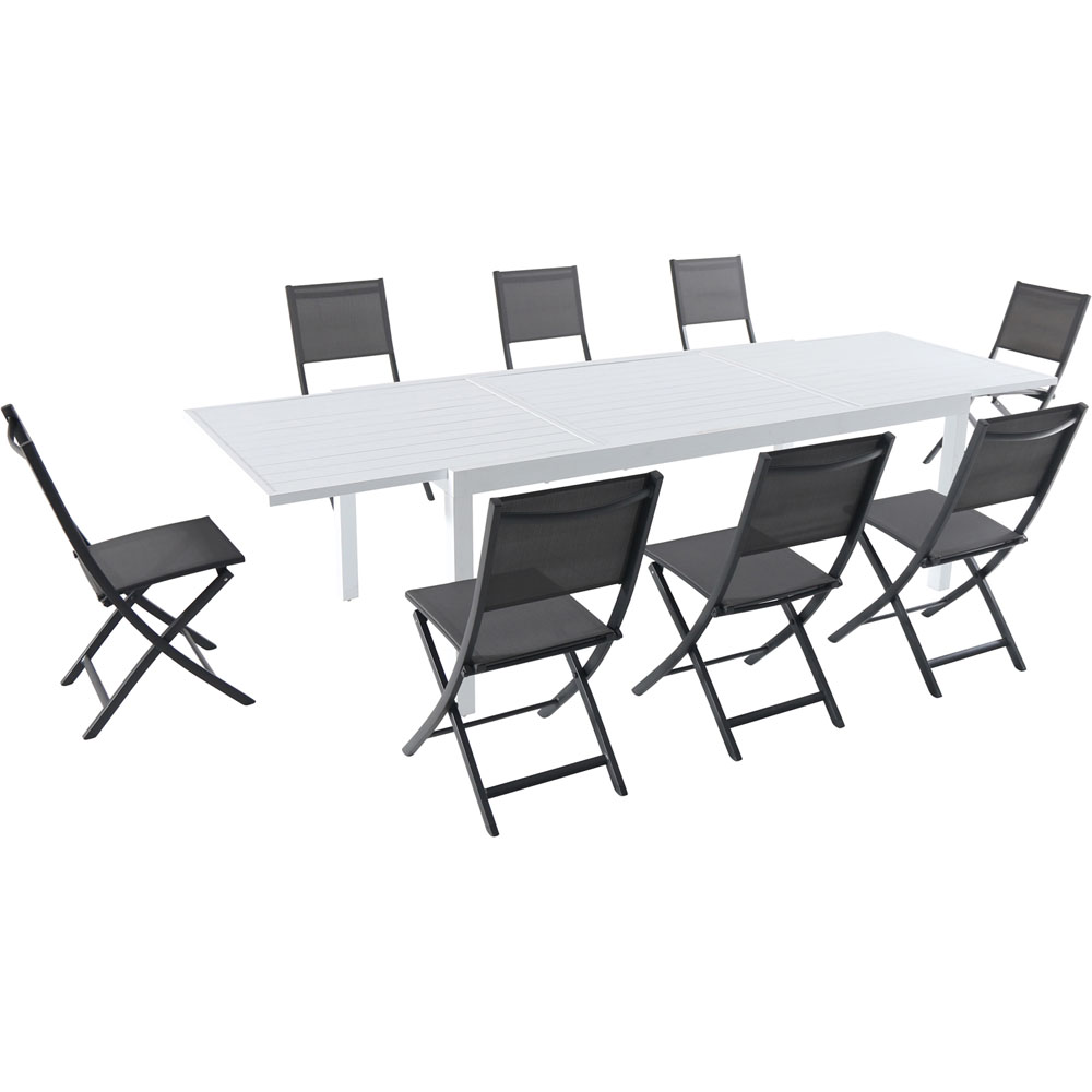 Del Mar9pc: 8 Aluminum Sling Folding Chairs, Aluminum Extension Table