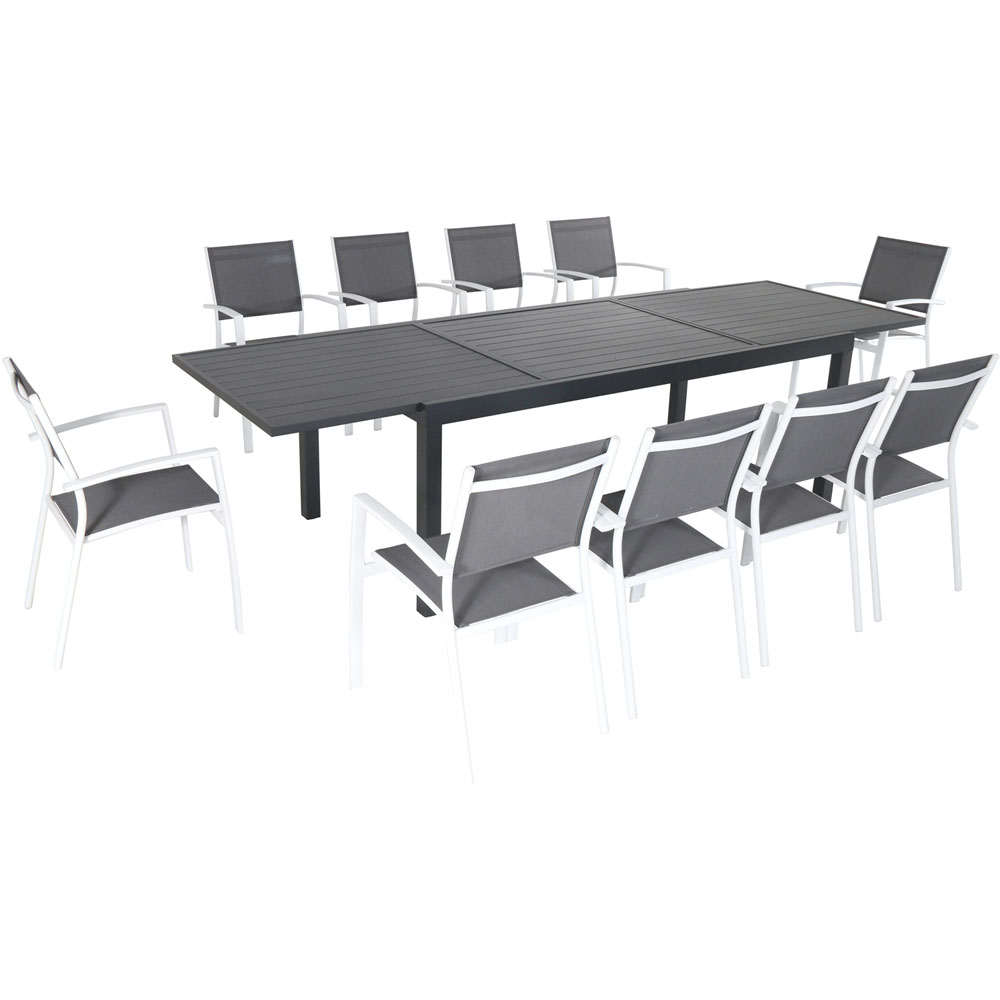 Naples11pc: 10 Aluminum Sling Chairs, Aluminum Extension Table