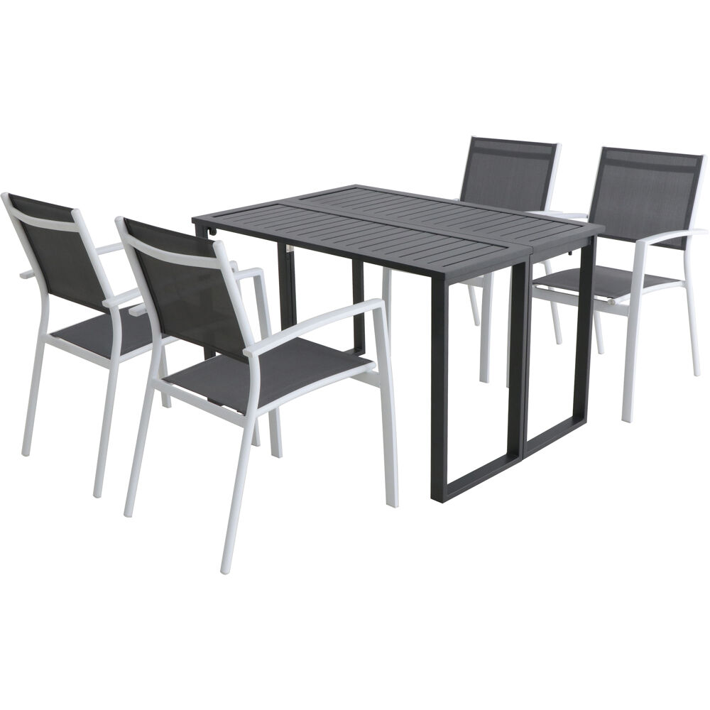 Conrad 5pc Dining Set: 4 Alum Sling Chairs and Folding Table