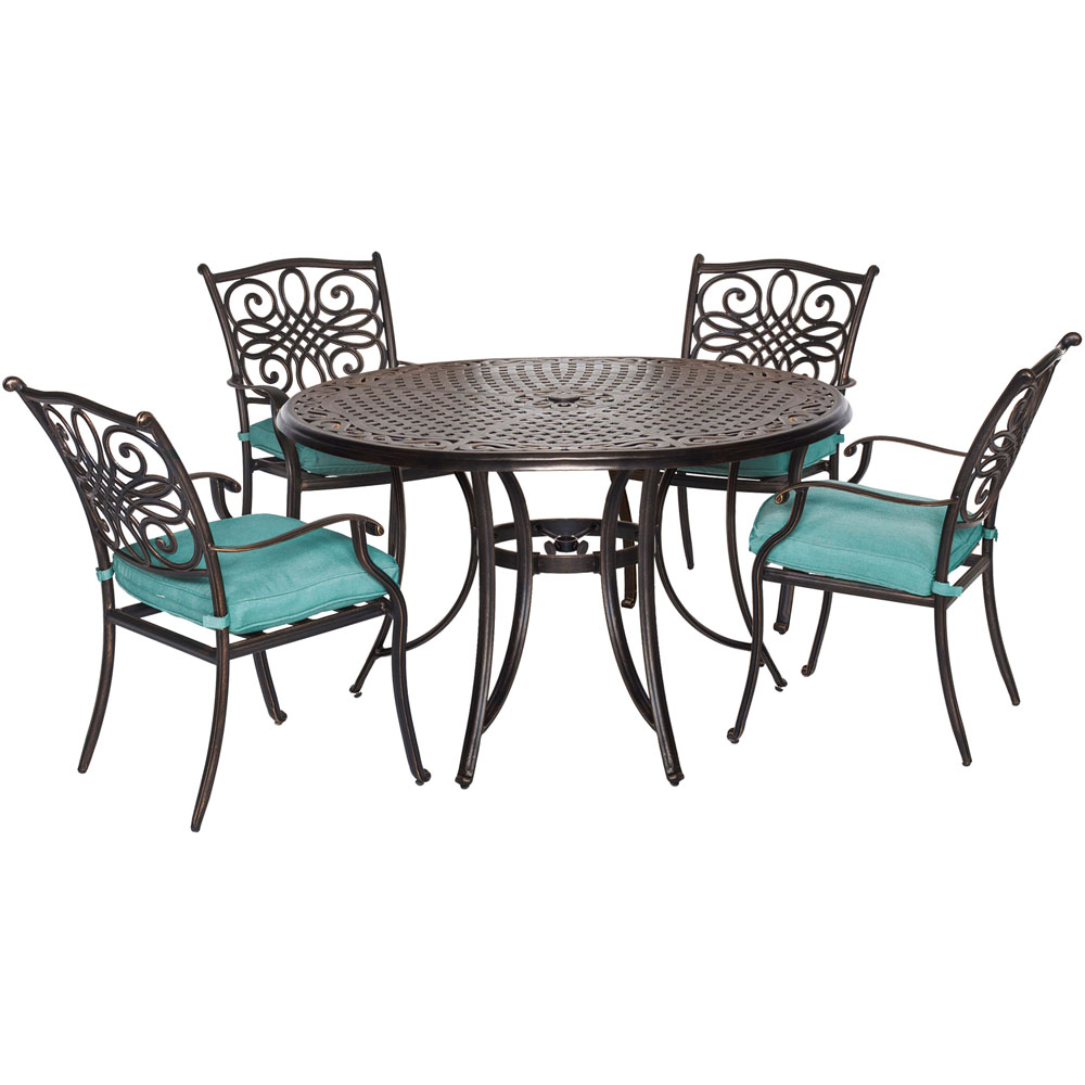 Traditions5pc: 4 Dining Chairs, 48" Round Cast Table