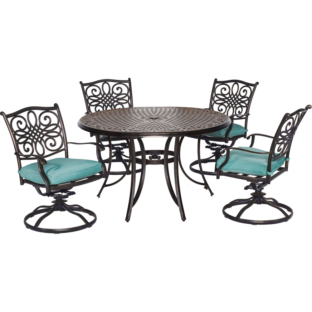 Traditions5pc: 4 Swivel Rockers, 48" Round Cast Table