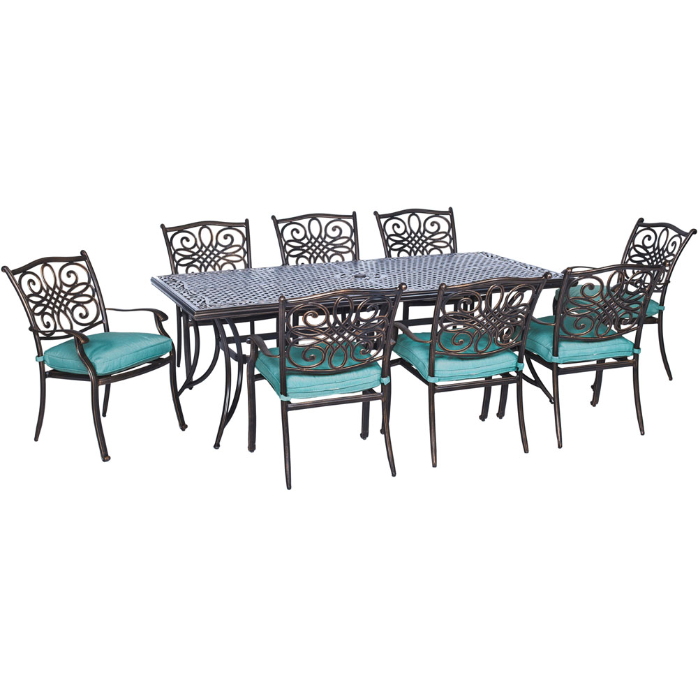 Traditions9pc: 8 Dining Chairs, 42x84" Cast Table