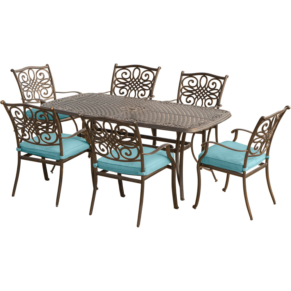 Traditions7pc: 6 Dining Chairs, 38x72" Cast Table