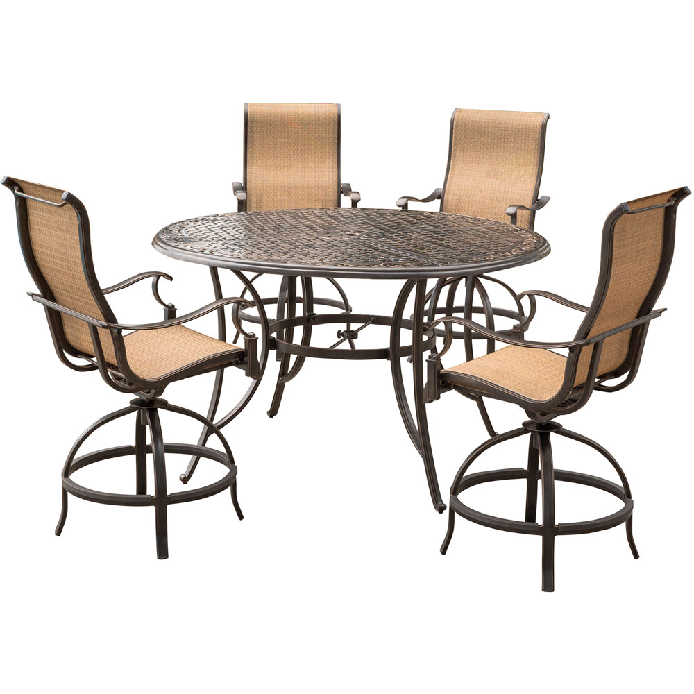 Manor5pc: 4 Sling Counter Height Swvl Chairs, 56" Rnd Cast Table (36"H)