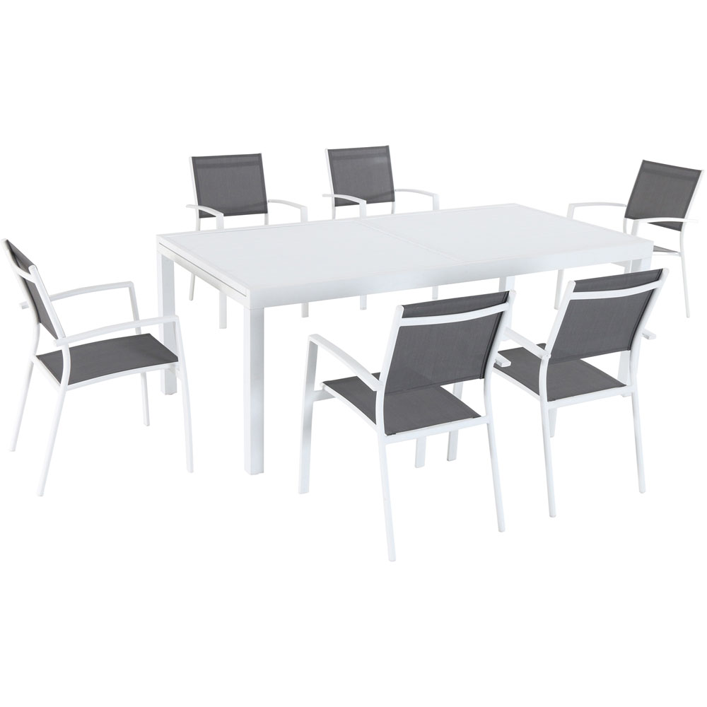 Del Mar7pc: 6 Aluminum Sling Chairs, Aluminum Extension Table