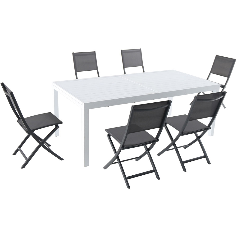 Del Mar7pc: 6 Aluminum Folding Sling Chairs, Aluminum Extension Table