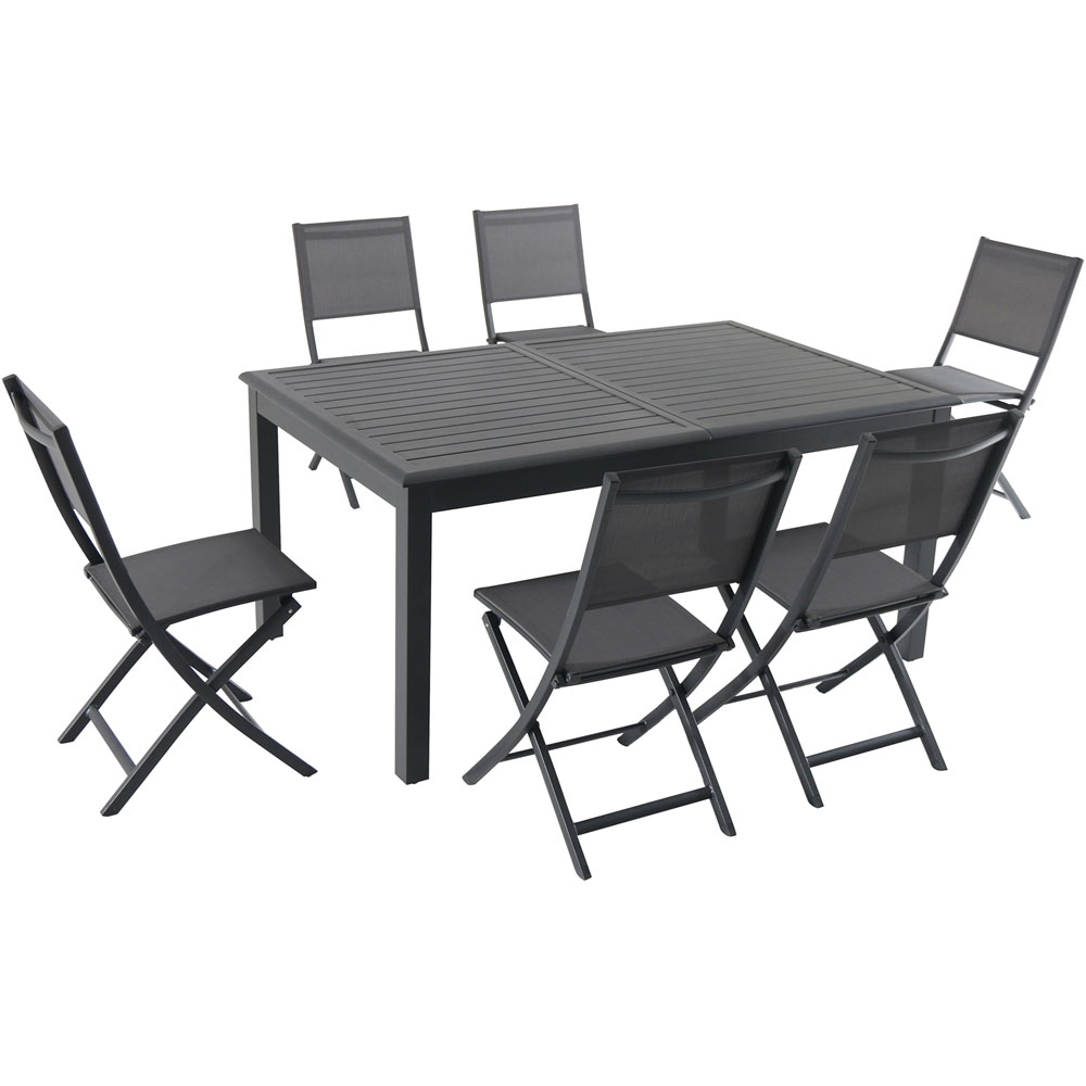 Naples7pc: 6 Aluminum Folding Sling Chairs, Aluminum Extension Table