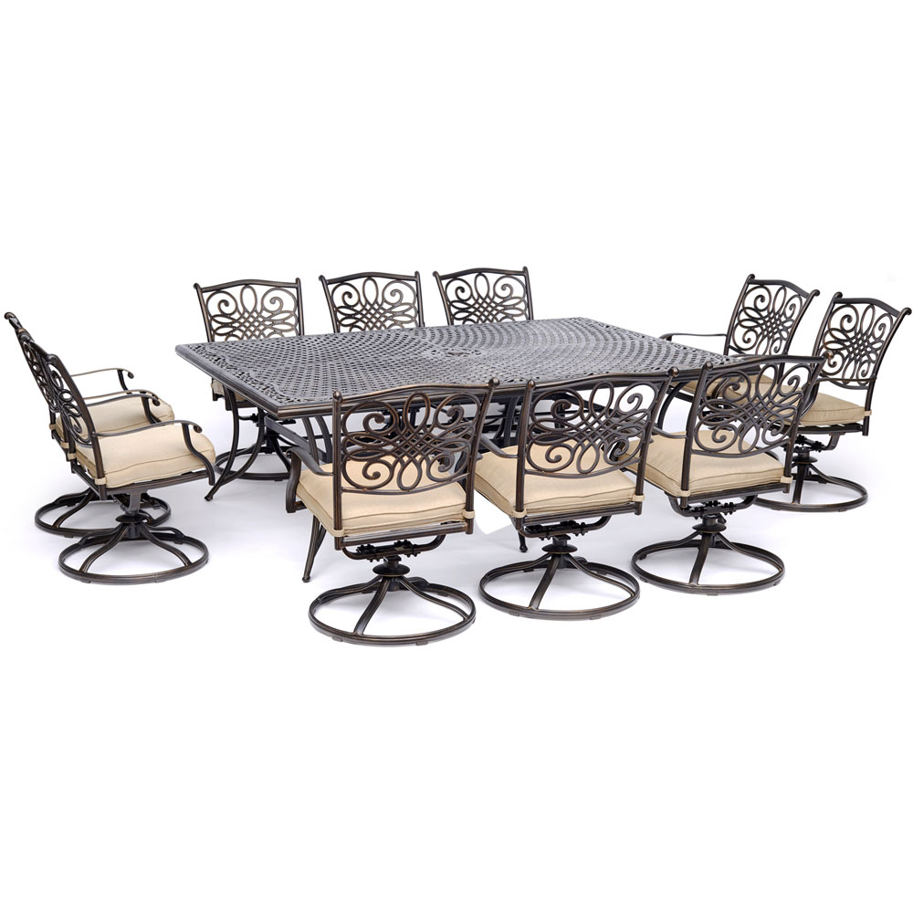 Traditions11pc: 10 Swivel Rockers, 60x84" Cast Table