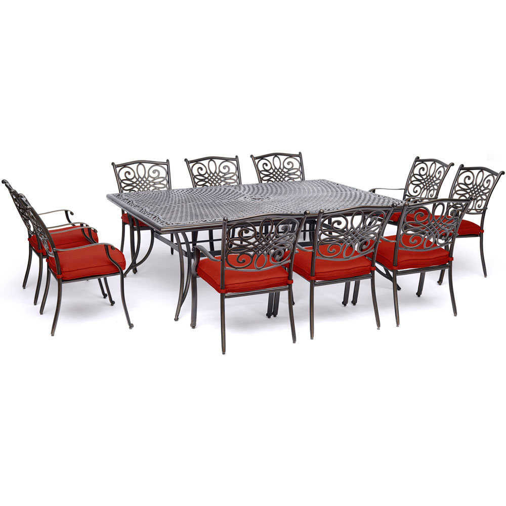 Traditions9pc: 8 Dining Chairs, 60" Square Cast Table