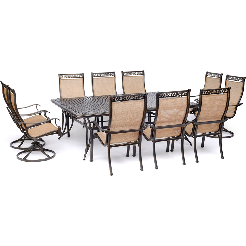 Manor11pc: 6 Sling Dining Chairs, 4 Sling Swvl Rockers, 60x84" Cast Tbl