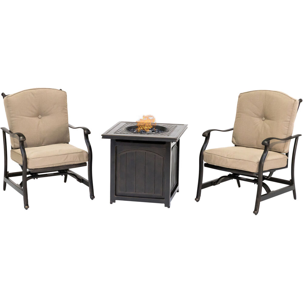 Traditions3pc: 2 Deep Seating Rkrs and 26" Square Fire Pit