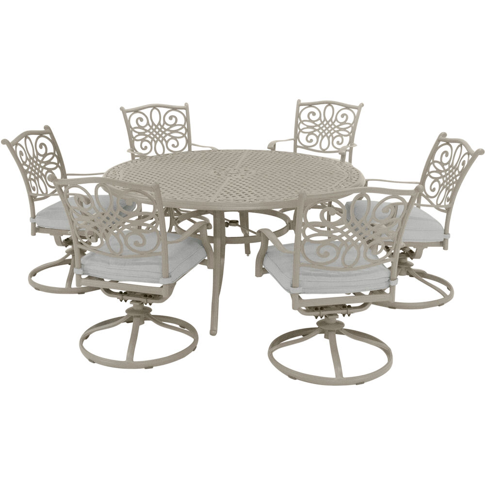 Traditions7pc: 6 Swivel Rockers, 60" Round Cast Table