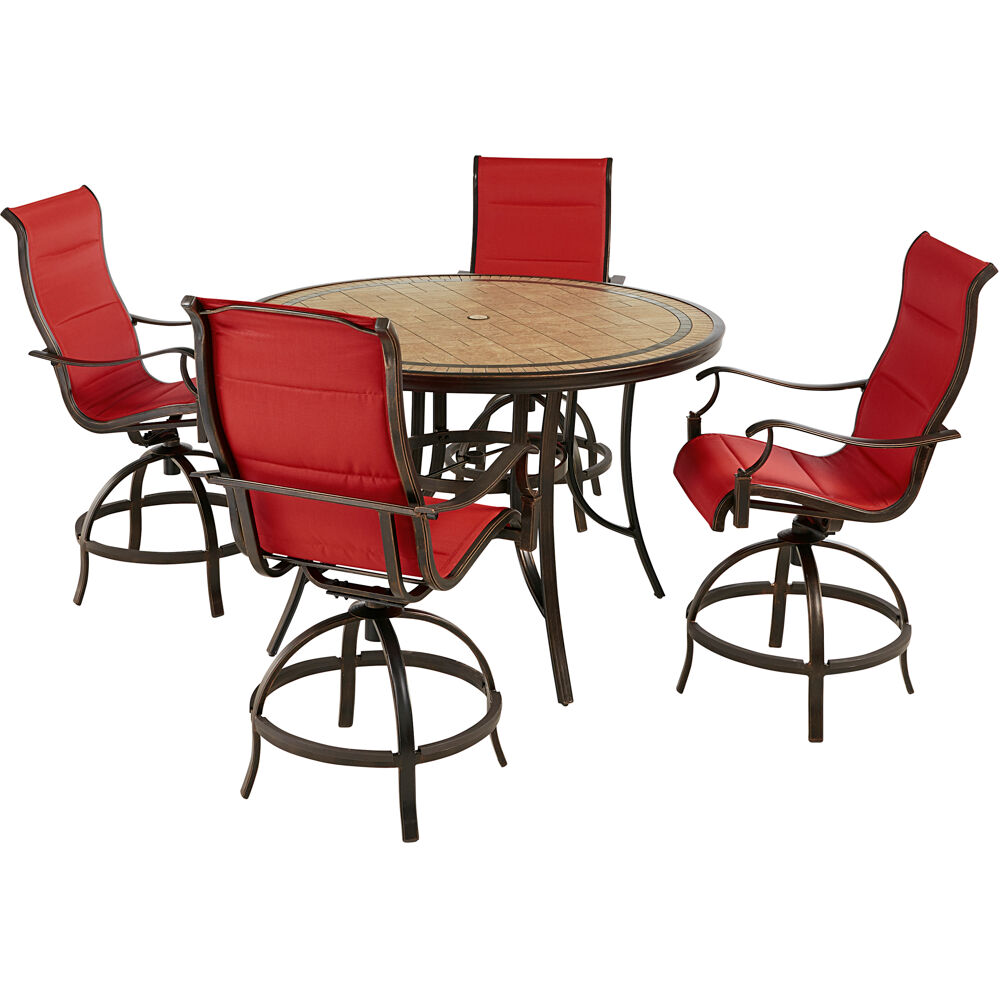 Monaco5pc: 4 Padded Swivel Counter Hght Chairs, 56" Round Tile Tbl