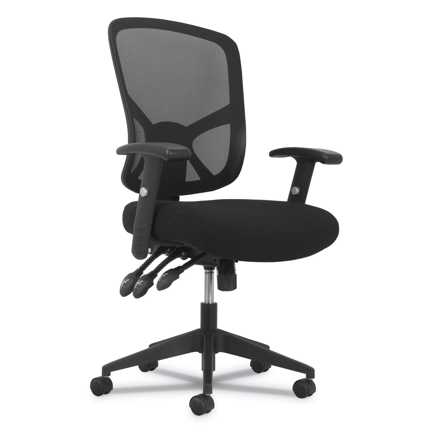 1-Twenty-One High-Back Task Chair, Black Mesh Back/Black Fabric Seat