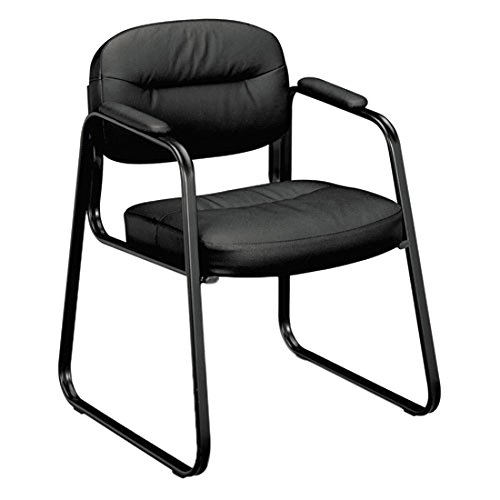 HON Sled Base Guest Chair, in Black Leather (HVL653)