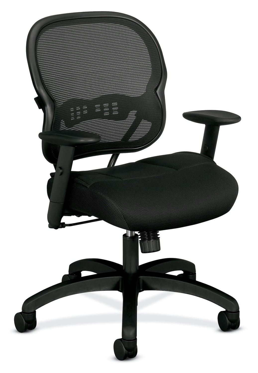 HON Wave Mid-Back Chair - Mesh Office or Computer Chair with Adjustable Arms, Black (VL712)
