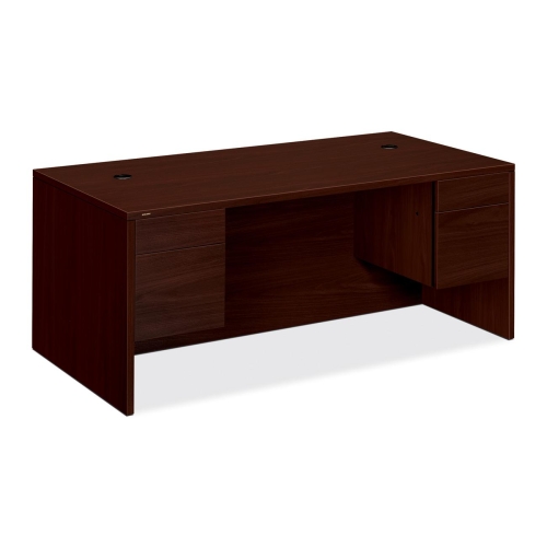 HON 10500 H10593 Pedestal Desk - 72" x 36" x 29.5" - 4 x Box, File Drawer(s) - Double Pedestal - Flat Edge - Finish: Mahogany