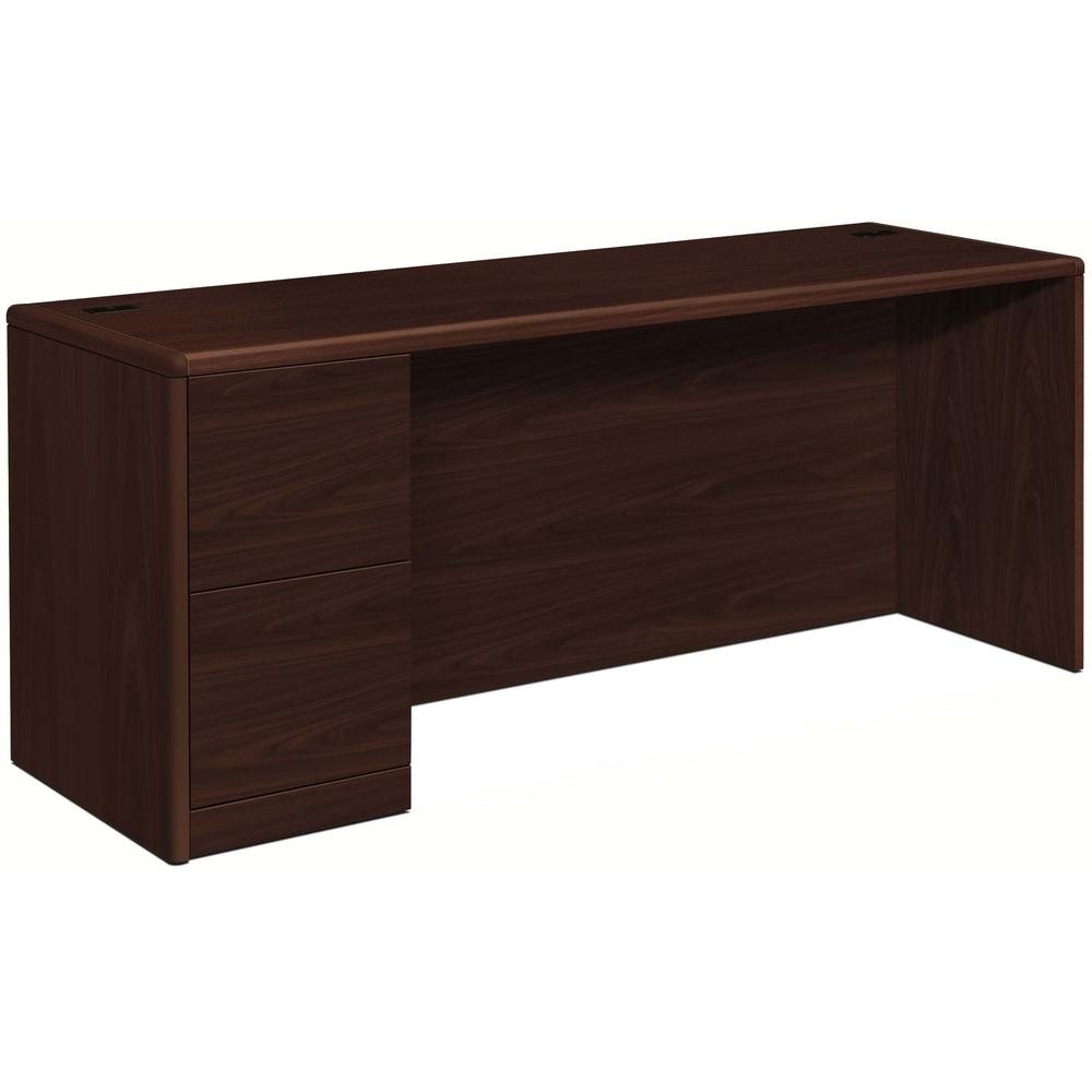 HON 10700 H10708L Pedestal Credenza - 72" x 24" x 29.5" - 2 x File Drawer(s)Left Side - Waterfall Edge - Finish: Mahogany