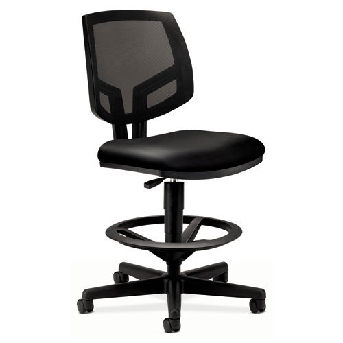 HON Volt Mesh Back Task Stool- Upholstered Adjustable Office Stool,  Black (H5715)