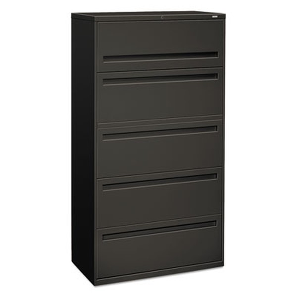HON Brigade 700 Series Lateral File | 5 Drawers | Full Integral Pull | 36"W x 19-1/4"D x 67"H | Charcoal Finish