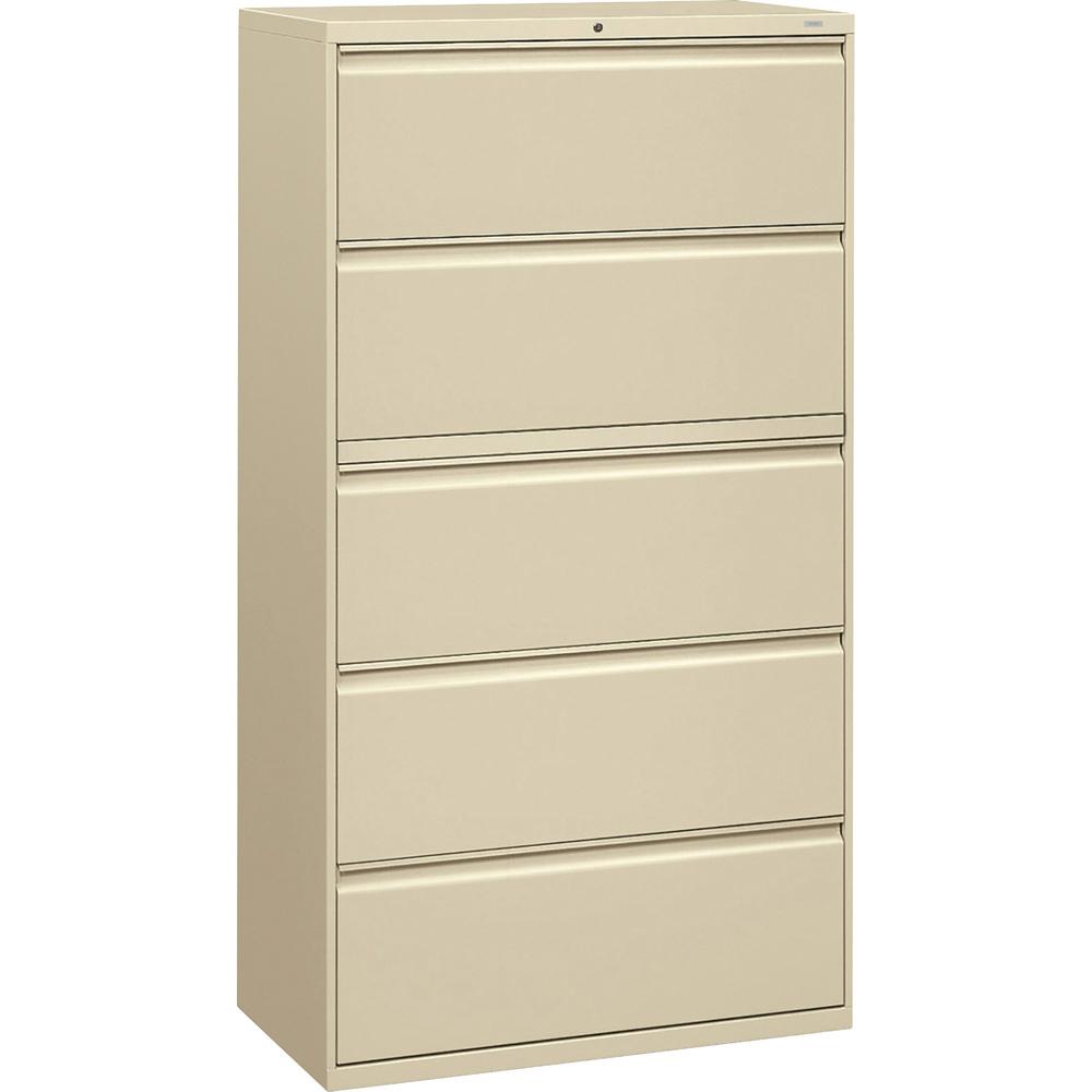 HON Brigade 800 H885 Lateral File - 36" x 18" x 67" - 5 Drawer(s) - Finish: Putty