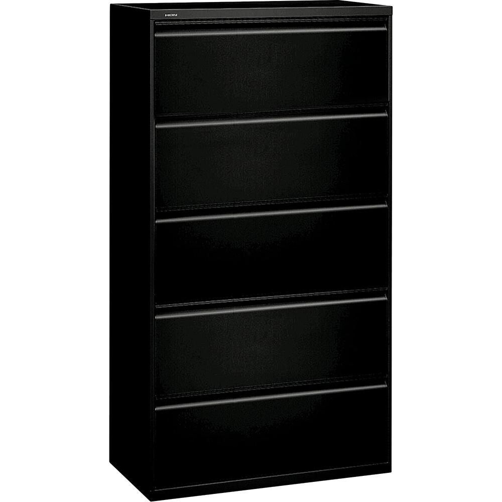 HON 800 Series Lateral File - 5-Drawer - 36" x 19.3" x 67" - 2 x Shelf(ves) - 5 x Drawer(s) - Legal, Letter - Lateral - Security