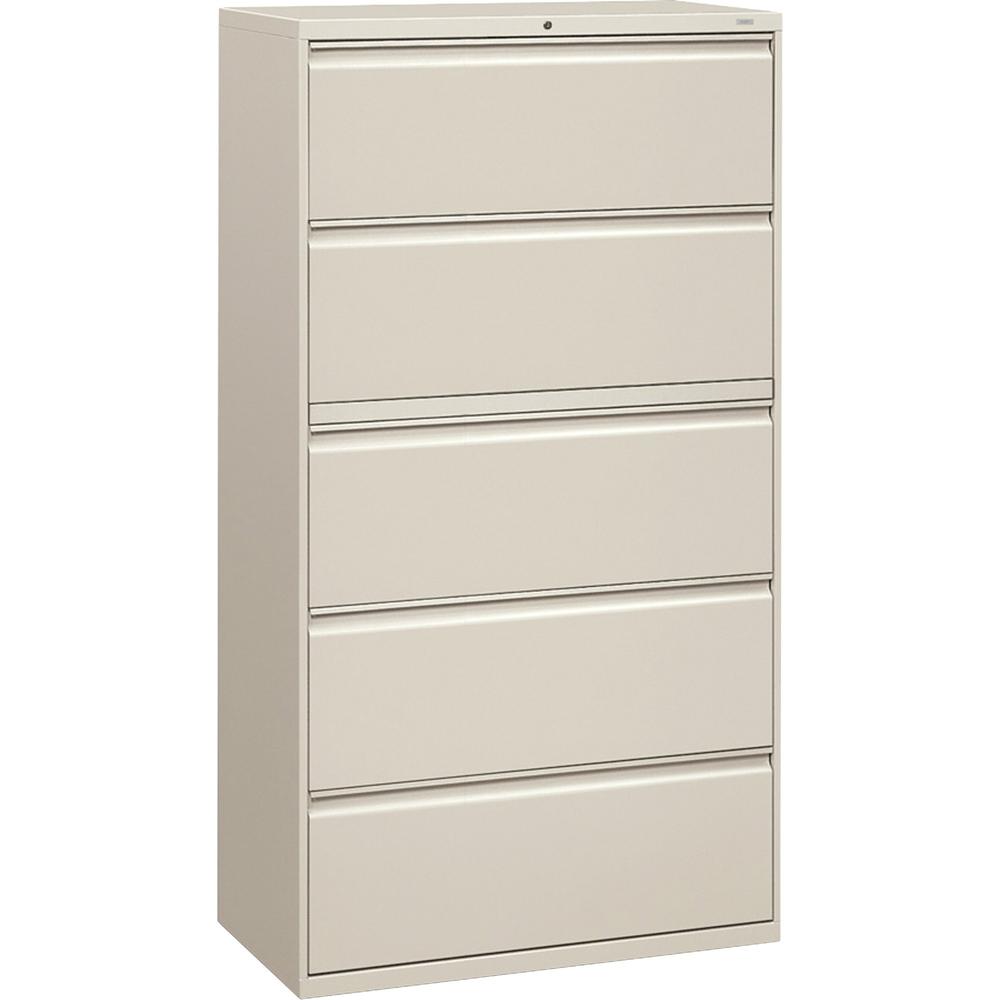 HON Brigade 800 H885 Lateral File - 36" x 18" x 67" - 5 Drawer(s) - Finish: Light Gray