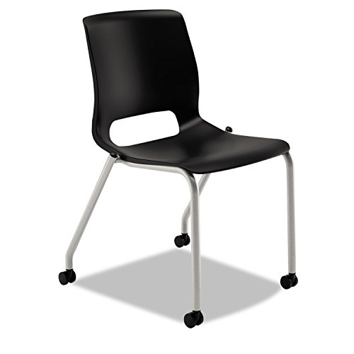 HON Motivate Chair - Black Fabric Seat - Black Plastic Back - Platinum Metallic Reinforced Resin Frame - Onyx, Black