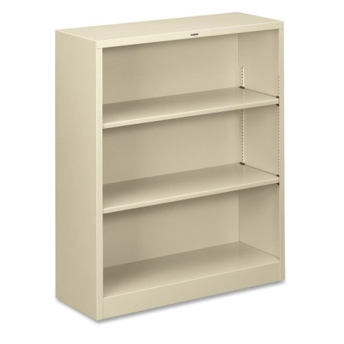 HON Brigade Steel Bookcase | 3 Shelves | 34-1/2"W x 12-5/8"D x 41"H | Putty Finish