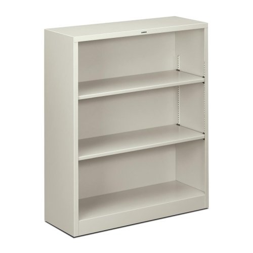 HON Brigade Steel Bookcase | 3 Shelves | 34-1/2"W | Light Gray Finish - 41" Height x 34.5" Width x 12.6" Depth - Adjustable Shel
