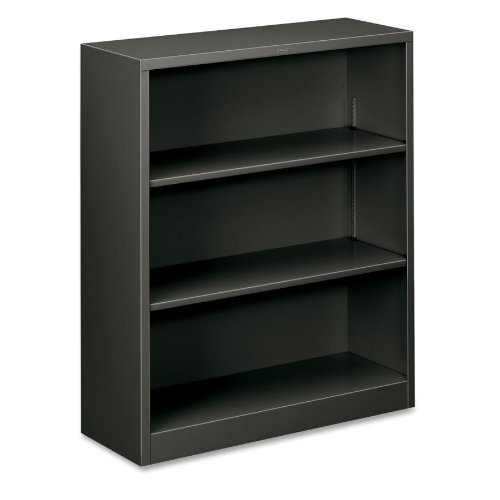 HON Brigade Steel Bookcase | 3 Shelves | 34-1/2"W | Charcoal Finish - 41" Height x 34.5" Width x 12.6" Depth - Adjustable Shelf