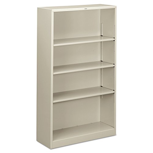 HON Brigade Steel Bookcase | 4 Shelves | 34-1/2"W | Light Gray Finish - 59" Height x 34.5" Width x 12.6" Depth - Adjustable Shel