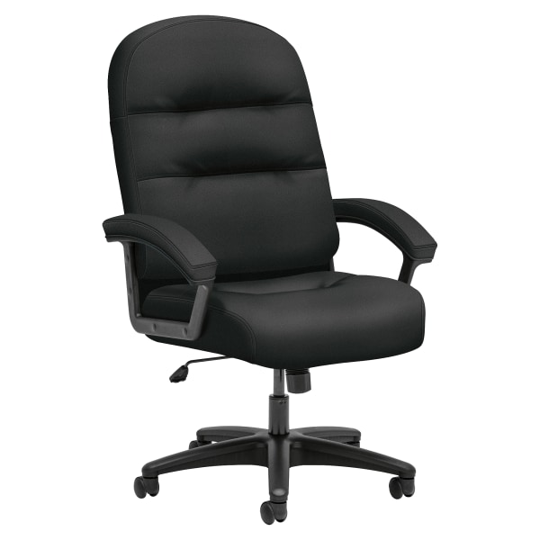HON Pillow-Soft Executive High-Back Chair | Fixed Arms | Black Fabric - Black Plush Seat - Black Plush Back - Black Frame - High