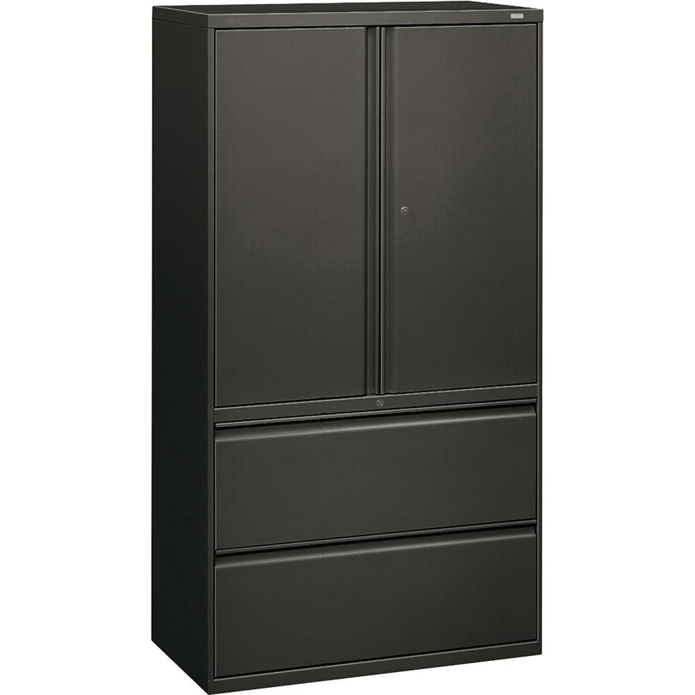HON Brigade 800 H885LS Lateral File - 36" x 18" x 67" - 2 Drawer(s) - 3 Shelve(s) - Finish: Charcoal