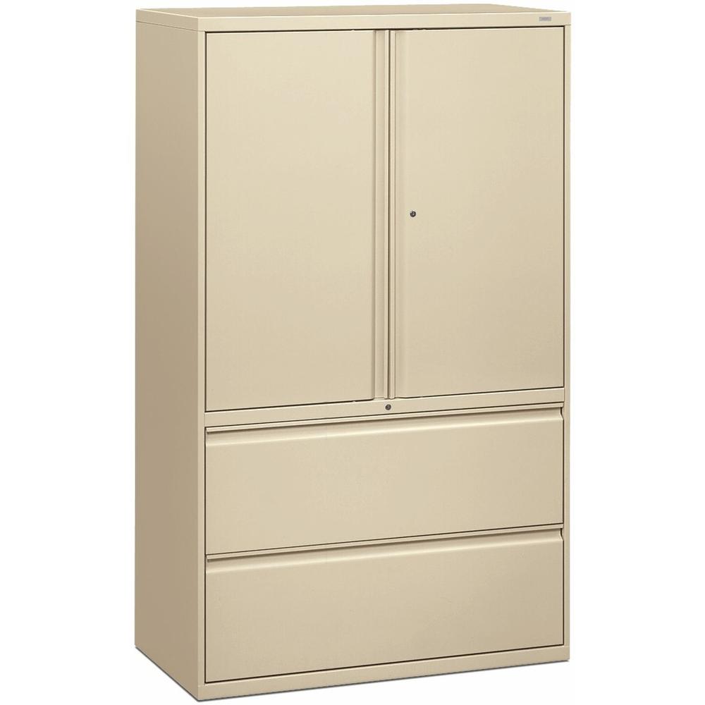 HON Brigade 800 H895LS Lateral File - 42" x 18" x 67" - 2 Drawer(s) - 3 Shelve(s) - Finish: Putty