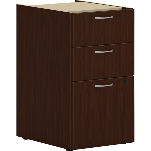 Mod Support Pedestal, Left or Right, 3-Drawers: Box/Box/File, Legal/Letter, Traditional Mahogany, 15" x 20" x 28"