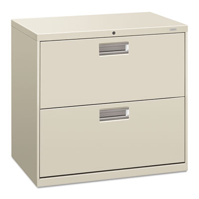 HON Brigade 600 Series Lateral File | 2 Drawers | Polished Aluminum Pull | 30"W x 19-1/4"D x 28-3/8"H | Light Gray Finish