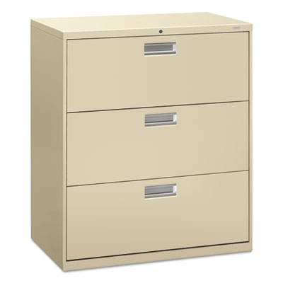 HON Brigade 600 H683 Lateral File - 36" x 18" x 40.9" - 3 Drawer(s) - Finish: Putty