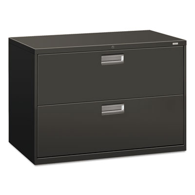 HON Brigade 600 Series Lateral File | 2 Drawers | Polished Aluminum Pull | 42"W x 19-1/4"D x 28-3/8"H | Charcoal Finish