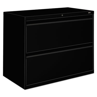 HON 800 Series Lateral File - 2-Drawer - 36" x 19.3" x 28.4" - 2 x Drawer(s) - Legal, Letter - Lateral - Security Lock - Black -