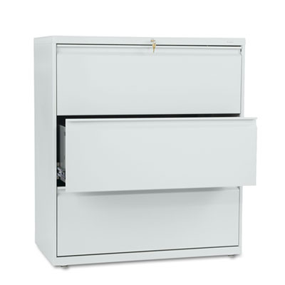 HON Brigade 800 H883 Lateral File - 36" x 18" x 40.9" - 3 Drawer(s) - Finish: Light Gray