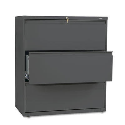 HON Brigade 800 H883 Lateral File - 36" x 18" x 40.9" - 3 Drawer(s) - Finish: Charcoal