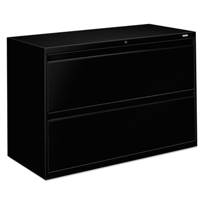 HON 800 Series Full-Pull Locking Lateral File - 2-Drawer - 42" x 19.3" x 28.4" - 2 x Drawer(s) - Lateral - Black - Baked Enamel 