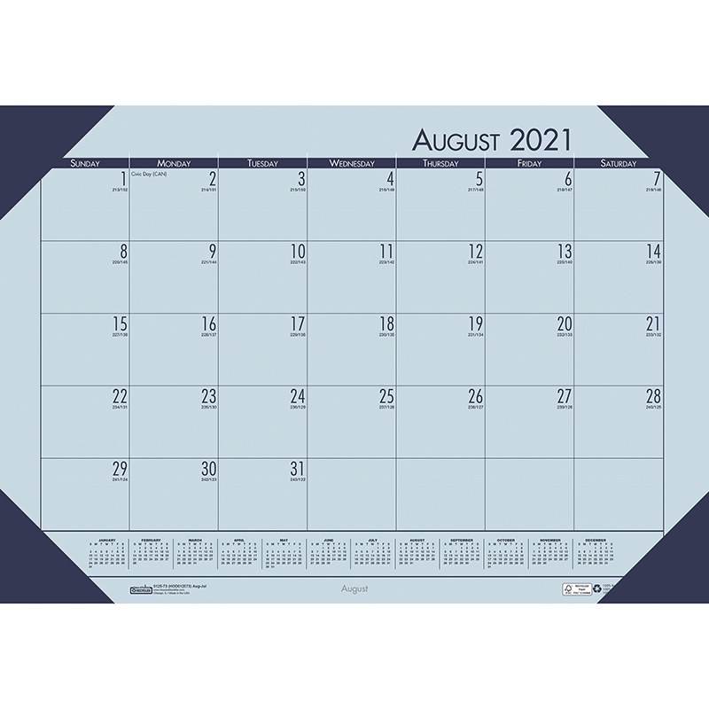 Academic Ecotones Calendar Desk Pad, Orchid Paper/Cordovan Holder