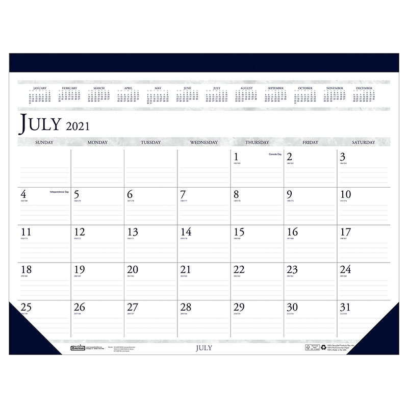 Monthly Academic Calendar Classic Desk Pad, 14 Months (Jul-Aug), 22" x 17"