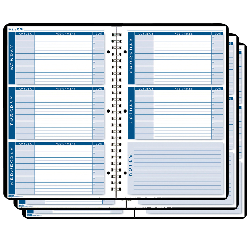 Non-Dated Student Planner/Assignment Book, Pack of 3