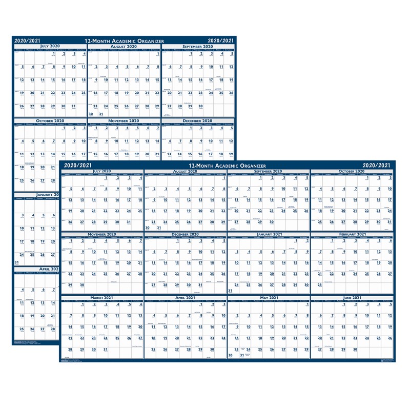 Laminated Wipe Off Wall Academic Calendar, Reversible, 18" x 24"