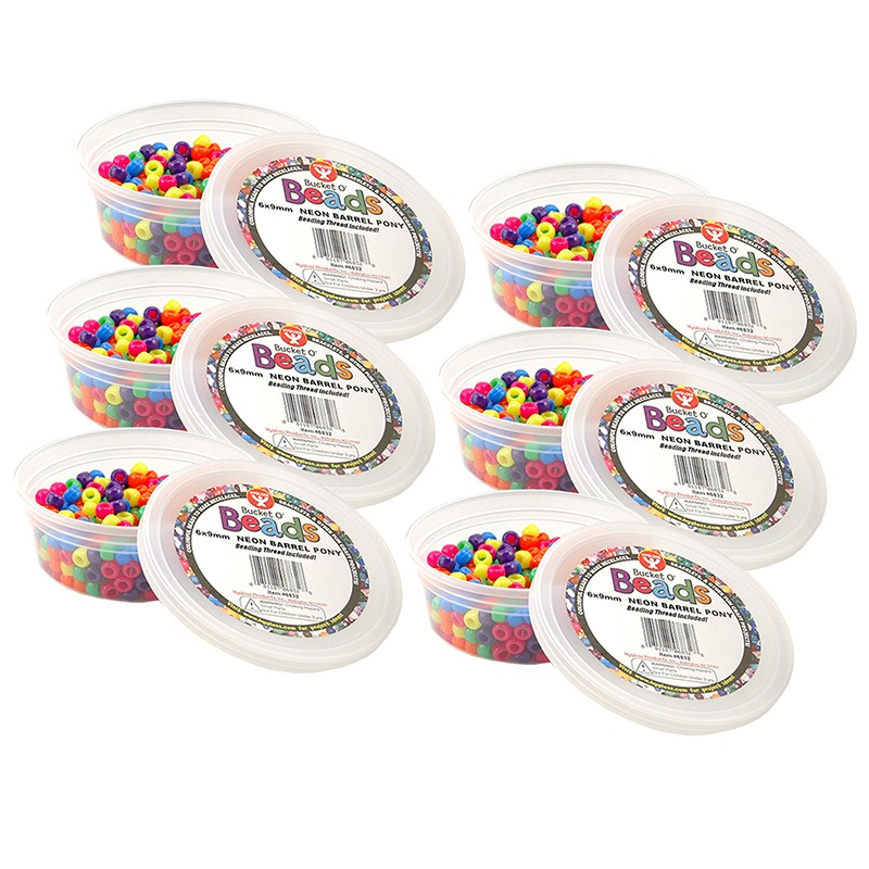 Bucket O' Beads, Neon Barrel, 6 x 9 mm, 375 Per Pack, 6 Packs